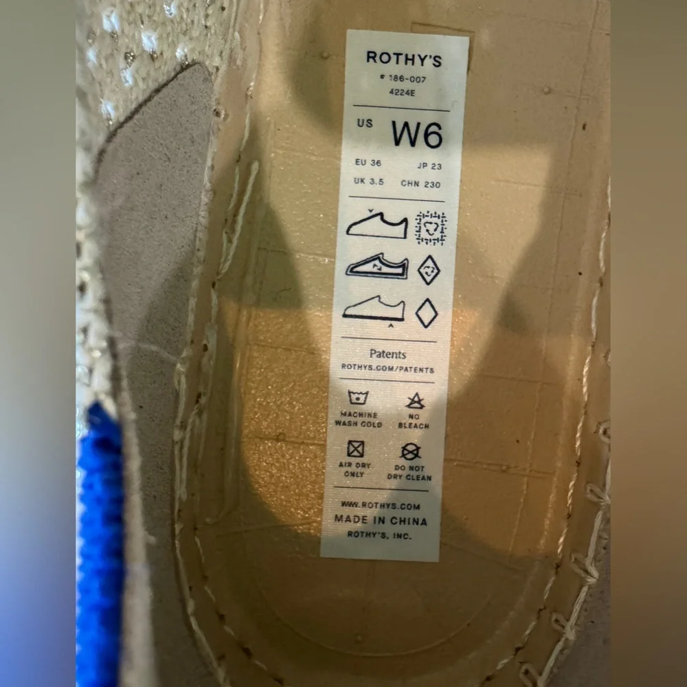 Rothy’s The espadrille gold shimmer size 6 NWOB